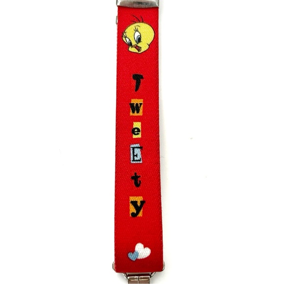 Warner Bros Looney Tunes Tweety Bird Kids Pants Suspenders Yellow Red Stretchy - Picture 12 of 16